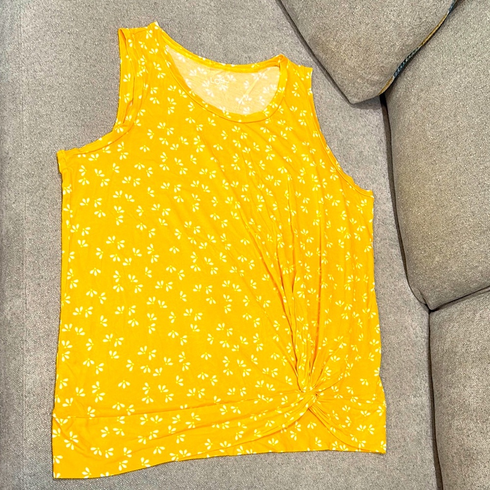 LOFT Ladies Large Yellow Tie Front Tank Top sleeveless